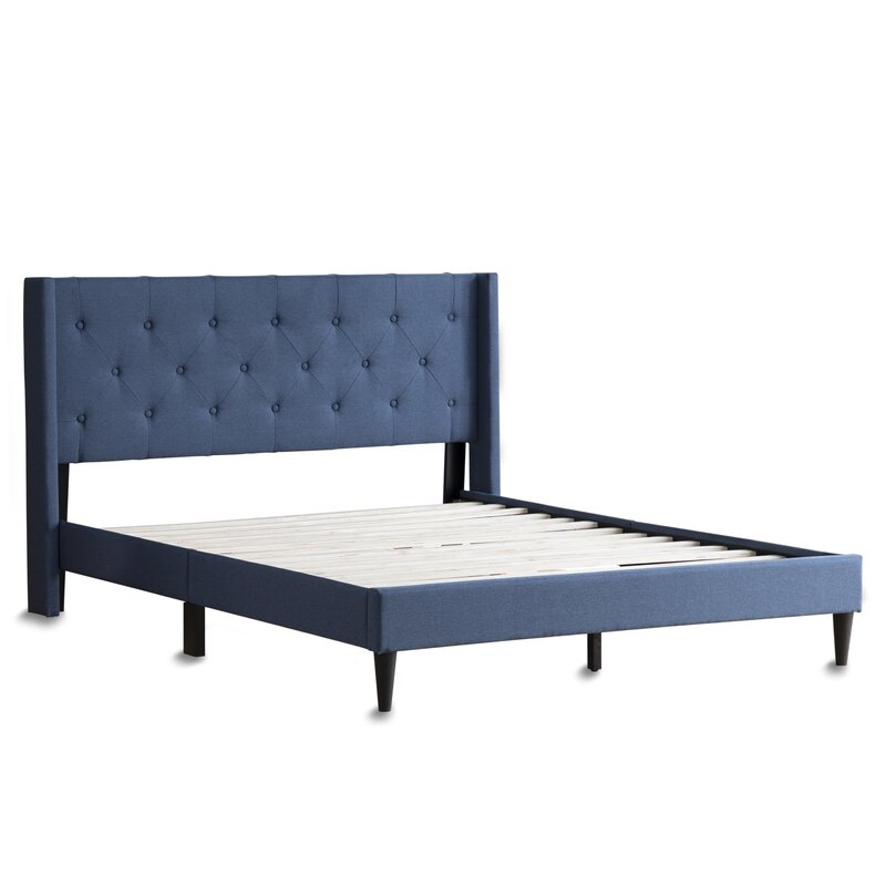 Tufted upholstered low on sale profile platform bed